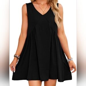 Summer Casual Fashion V-Neck Sundress Sleeveless Loose Beach Mini Dress Sz S